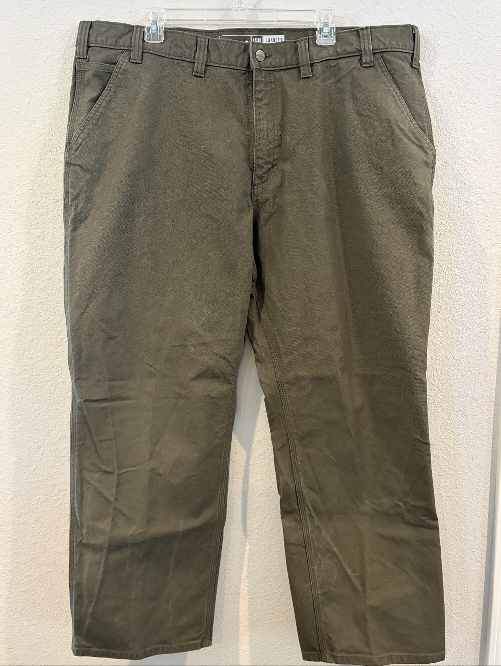 Carhartt Mens‎ Classic 100% Cotton Relaxed Fit Olive Green Canvas Workwear Pants
